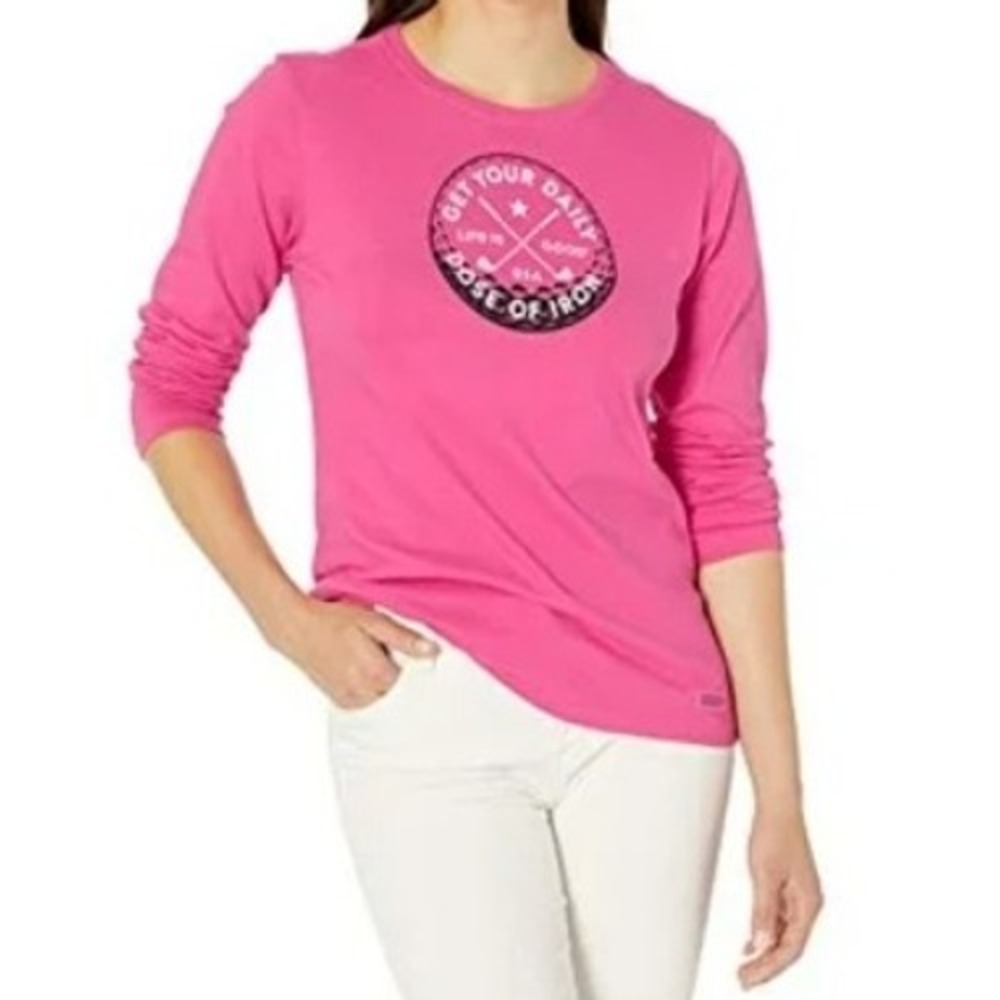 Life Is Good Graphic Crusher T-Shirt Womens 2XL/XXL‎ Pink Golf Sports Soft Comfy